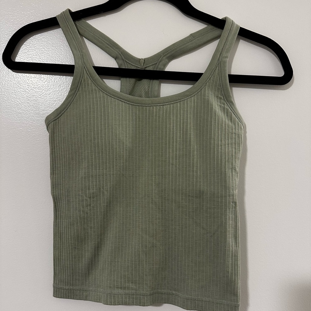 Lululemon - Ebb to Street Scoop-Neck Cropped Tank Top - Sage Green - Size 2